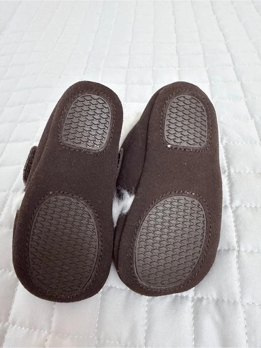 Janie and Jack Brown Faux Fur Trim Leather Baby Shoes in size 2